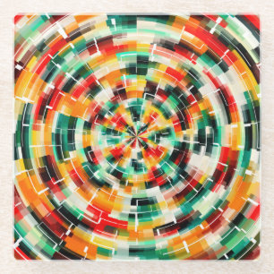 Multicolored Abstract Pattern Glass Coaster