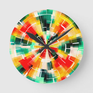 Multicolored Abstract Pattern Round Clock