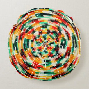 Multicolored Abstract Pattern Round Cushion