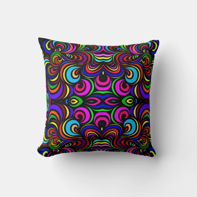Multicolored abstract patterns cushion (Front)