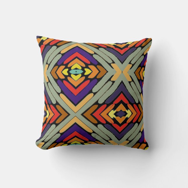 Multicolored Abstract Stripes Cushion (Front)