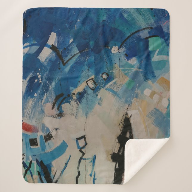 Multicolored abstract wall sherpa blanket (Front)