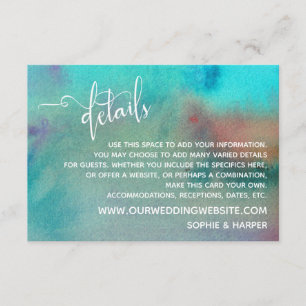 Multicolored Abstract Watercolor Wedding Details Enclosure Card