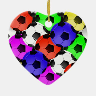 Multicolored American Soccer or Football Ceramic Tree Decoration
