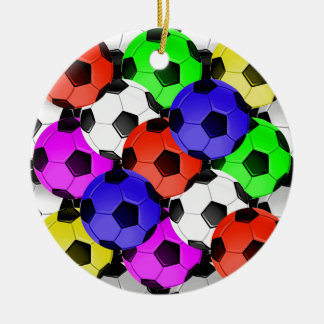 Multicolored American Soccer or Football Ceramic Tree Decoration