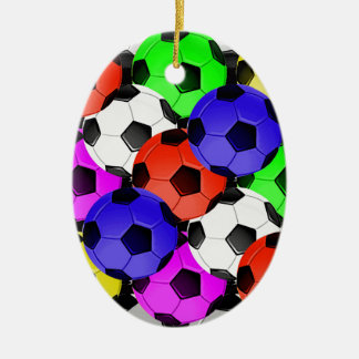 Multicolored American Soccer or Football Ceramic Tree Decoration
