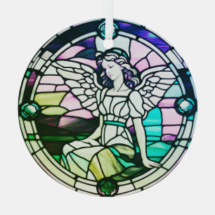 Multicolored Angel Stained Glass Window Tree Decoration