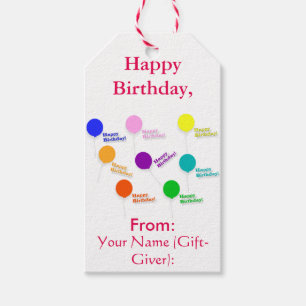 Multicolored Balloons Happy Birthday Template Gift Tags