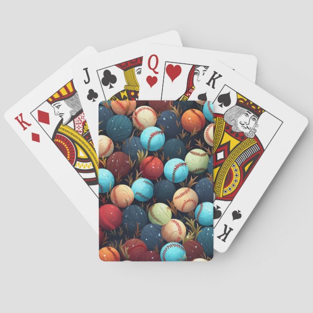 Multicolored Baseballs Playing Cards (Back)