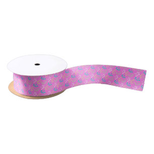 Multicolored berries simple pattern retro sixties satin ribbon