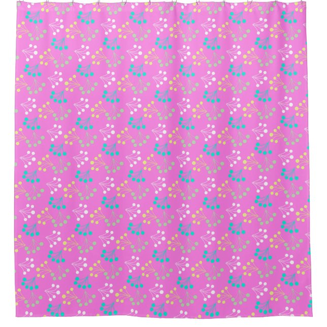 Multicolored berries simple pattern retro sixties shower curtain (Front)