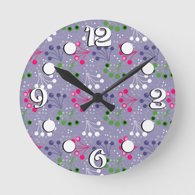 Multicolored berry simple pattern retro sixties round clock (Front)