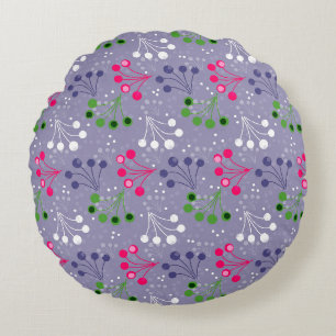 Multicolored berry simple pattern retro sixties round cushion