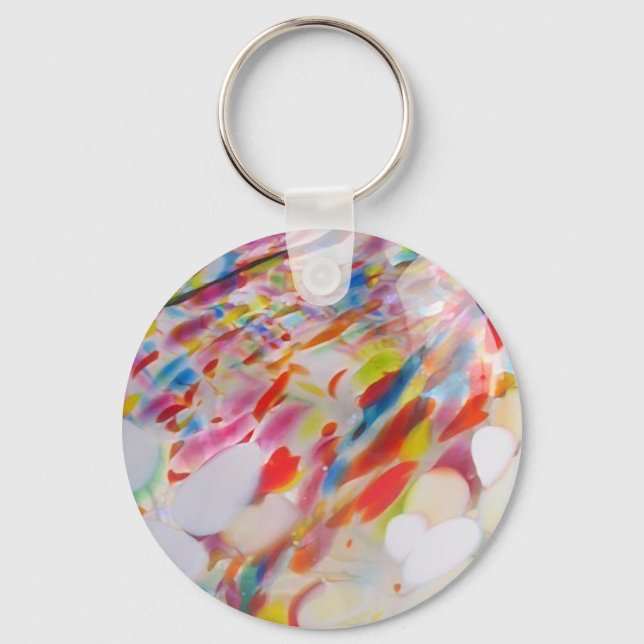 Multicolored blown glass key ring (Front)