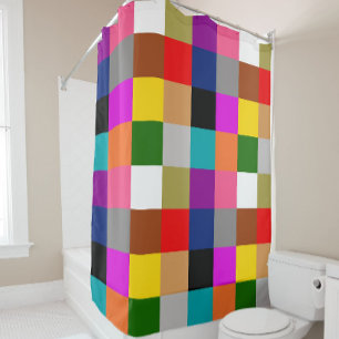 Multicolored Bold Color Blocks Design  Shower Curtain