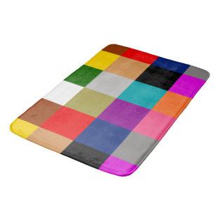 Multicolored Bold Colour Blocks Design  Bath Mat