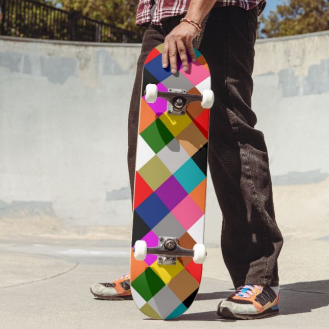 Multicolored Bold Colour Blocks Design  Skateboard (Creator Uploaded)