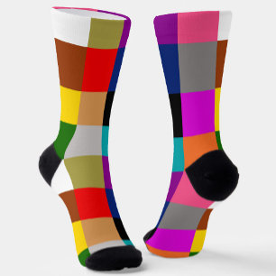 Multicolored Bold Colour Blocks Design  Socks