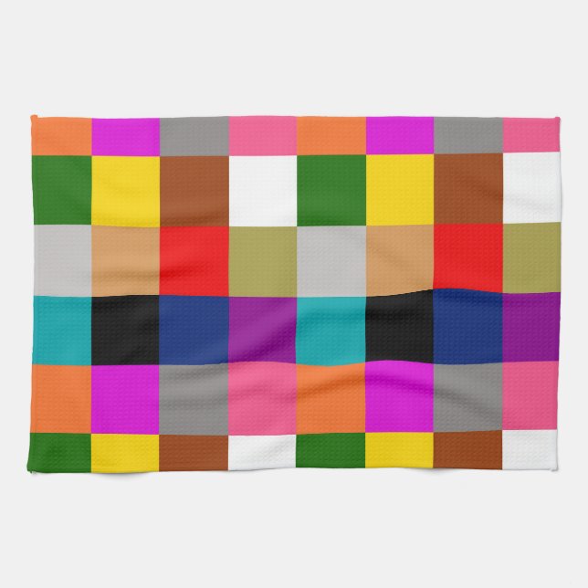 Multicolored Bold Colour Blocks Design  Tea Towel (Horizontal)