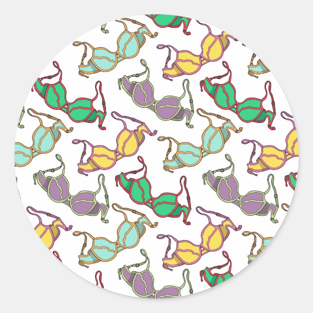 Multicolored Bra Pattern Classic Round Sticker (Front)