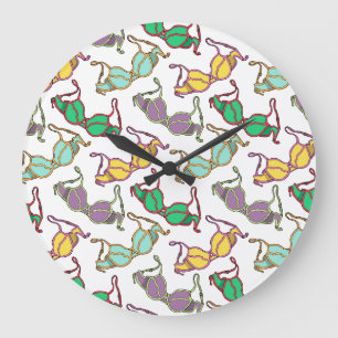 Multicolored Bra Pattern Large Clock