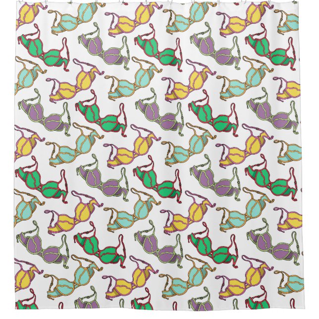 Multicolored Bra Pattern Shower Curtain (Front)