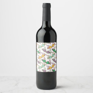 Multicolored Bra Pattern Wine Label