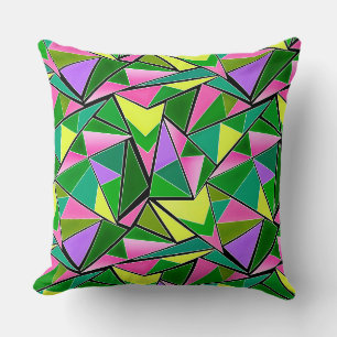 Multicolored bright neon geometric pattern cushion
