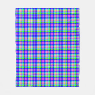 Multicolored bright neon with a checkered pattern fleece blanket
