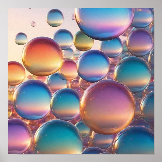 Multicolored Bubbles of Various Sizes Poster (Front)