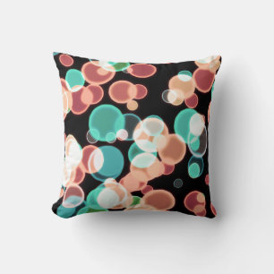 Multicolored Bubbles on a Black Background Cushion