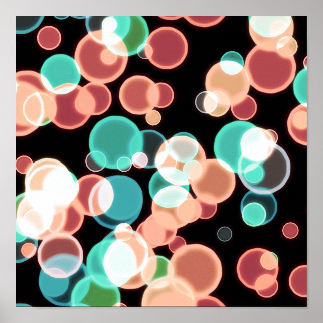 Multicolored Bubbles on a Black Background Poster (Front)