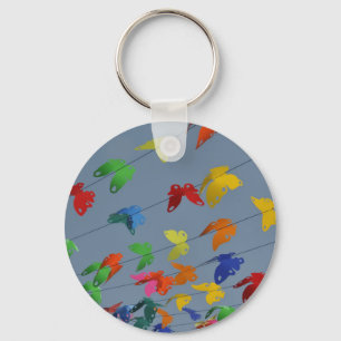 multicolored butterflies key ring