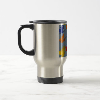 multicolored butterflies travel mug