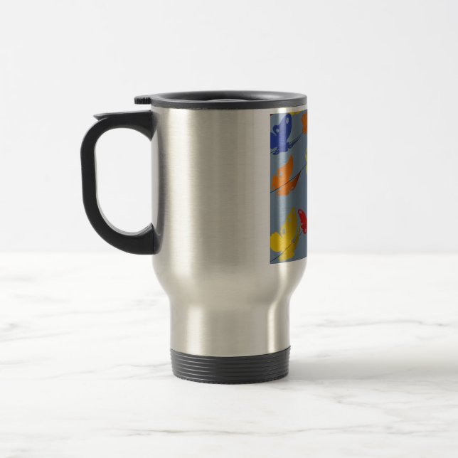 multicolored butterflies travel mug (Left)
