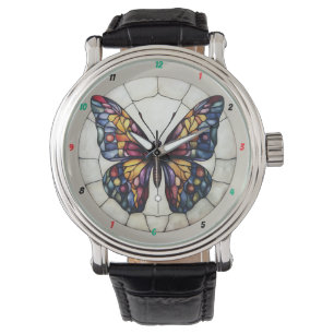 Multicolored butterfly design  watch