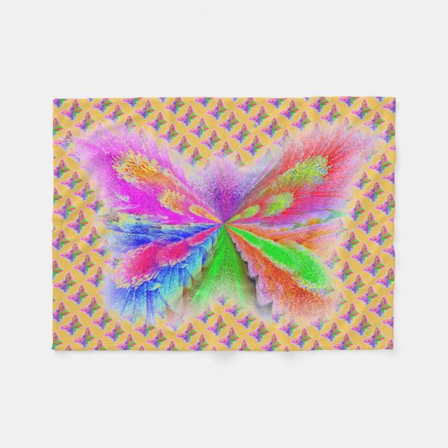 Multicolored Butterfly Fleece Blanket (Front (Horizontal))