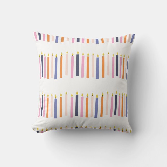 Multicolored Candle Rows Cushion (Front)