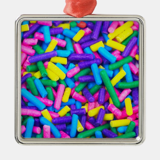Multicolored Candy Sprinkles Metal Tree Decoration (Front)