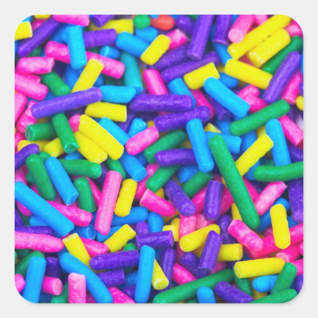Multicolored Candy Sprinkles Square Sticker (Front)