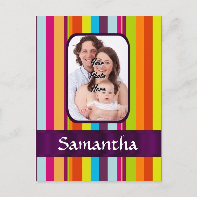 Multicolored candy stripe postcard (Front)
