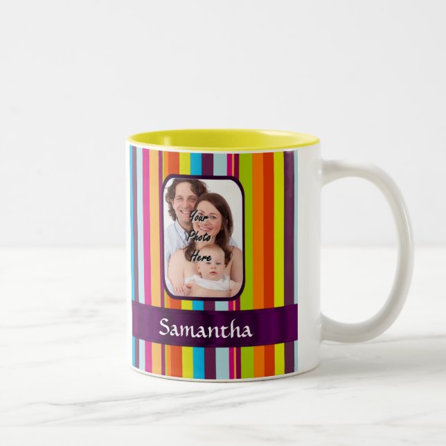 Multicolored candy stripe Two-Tone coffee mug (Right)