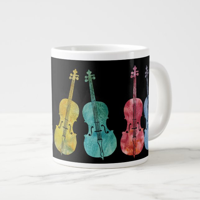 Multicolored Cellos Large Coffee Mug (Front Right)