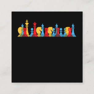 Multicolored Chess Pieces Thinking Smart Gift Square Business Card