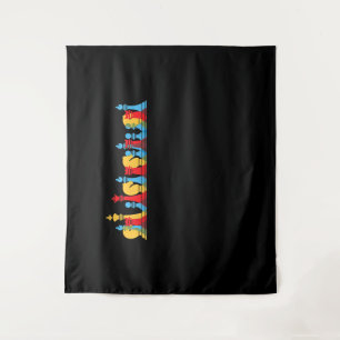 Multicolored Chess Pieces Thinking Smart Gift Tapestry