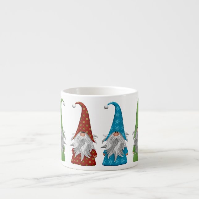 Multicolored Christmas Gnomes Espresso Cup (Front)