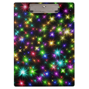 Multicolored Christmas Star Rays Pattern Clipboard