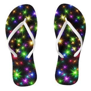 Multicolored Christmas Star Rays Pattern Jandals