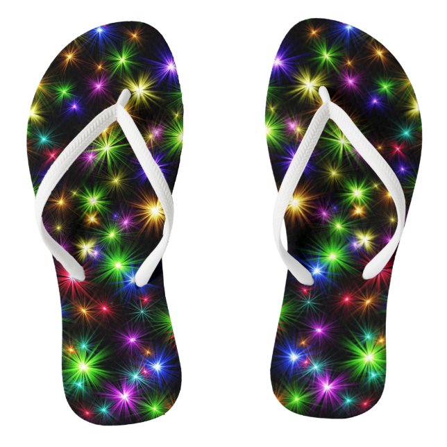 Multicolored Christmas Star Rays Pattern Jandals (Footbed)