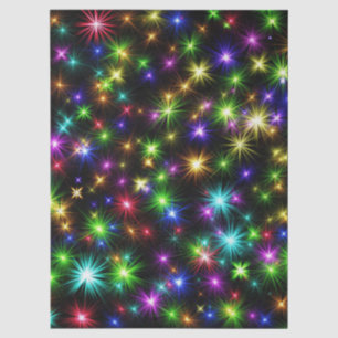Multicolored Christmas Star Rays Pattern Tissue Paper